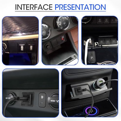 2Pcs USB Port Car Charger for Toyota, 34 * 23mm Square Vehicle Power