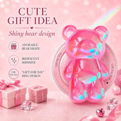 Magnetic 3D Bear Phone Grip Stand, MagSafe Compatible — Candy Pink - color: Candy Pink