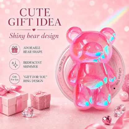 Magnetic 3D Bear Phone Grip Stand, MagSafe Compatible — Candy Pink - color: Candy Pink
