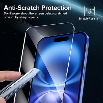 ivoler Screen Protector for iPhone 16/15 6.1" Tempered Glass 2-Pack - size: iPhone 16 6.1"