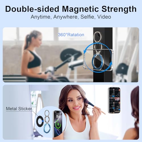 Magnetic Phone Ring Holder,Dual-Side MagSafe Phone Ring Grip with Kickstand - color: gray