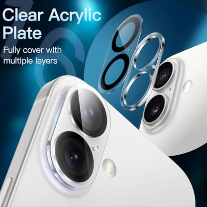 JETech Camera Lens Protector for iPhone 16/16 Plus, 3-Pack | 9H Tempered Glass, HD Clear, Anti-Scratch Protection, Night Shot Compatible, Case-Friendly - size: iPhone 16 / 16 Plus