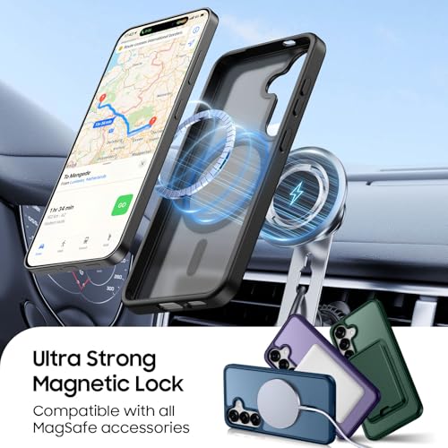 Magnetic for Samsung Galaxy S25 FE Wallet Case with Card Holder﻿ | Compatible with MagSafe, Shockproof Phone Cover with Detachable RFID Blocking Card Slot, Black - color: Black, size: S25 FE 6.7"