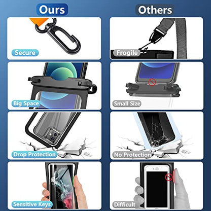 2 Pcs Waterproof Phone Pouch, [Up to 10" Large] Universal IPX8 Waterproof Cell Phone Case Dry Bag with Lanyard for iPhone 16 Pro Max/16E/15/14/13,Galaxy S25 Ultra/S24/S23 for Vacation -Black