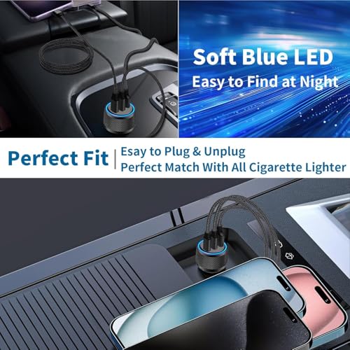 USB C Car Charger for iPhone, 2Pack 67W Multiport Fast Car Charge