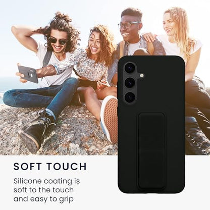 kwmobile Case for Samsung Galaxy S24 Plus Case - Soft TPU Cover with Silicone Coating - with Hand Strap and Stand Function - Shockproof - Black - color: black, size: Galaxy S24 Plus