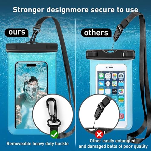 [2 Pack Waterproof Phone Case, Universal Dry Bag for iPhone 15/14/13/12 Pro Max, IPX8 Waterproof Pouch, Cruise Ship & Beach Essentials, Black & Clear - 6.8" - color: A4-Black + Clear-2 pack, size: 6.8in