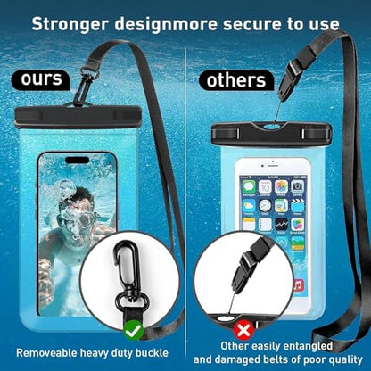 [2 Pack Waterproof Phone Case, Universal Dry Bag for iPhone 15/14/13/12 Pro Max, IPX8 Waterproof Pouch, Cruise Ship & Beach Essentials, Black & Clear - 6.8" - color: A4-Black + Clear-2 pack, size: 6.8in