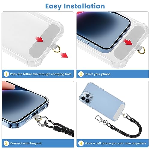 COCASES Phone Tether Tab, Phone Lanyard Strap Tab, 2 Pack Oval Grey - color: Ovaltab-grey*2