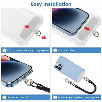 COCASES Phone Tether Tab, Phone Lanyard Strap Tab, 2 Pack Oval Grey - color: Ovaltab-grey*2