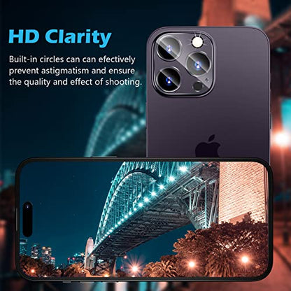 imluckies [3 Pack Camera Lens Protector for iPhone 14 Pro / 16 Pro & iPhone 14 Pro Max / 16 Pro Max, 9H Tempered Glass Film with Anti-Flash Ring, HD Clear, Scratch Resistant, Case Friendly - size: 16/14 Pro Max-Clear
