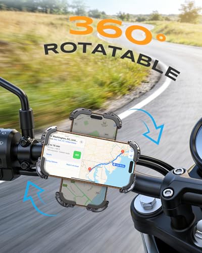 Zewdov 2026 Motorcycle Phone Mount Holder with Quick Install Clamp, Strong Grip & Anti-Drop Bike Phone Holder for Bicycle/ATV/Scooter Handlebar, 1S Security Lock Fits for iPhone/Samsung 4.7-6.8" - color: Black