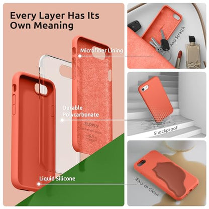 SURPHY Designed for Phone SE 3rd 2nd SE 2022 SE 2020, Liquid Silicone Case, Nectarine - color: Nectarine
