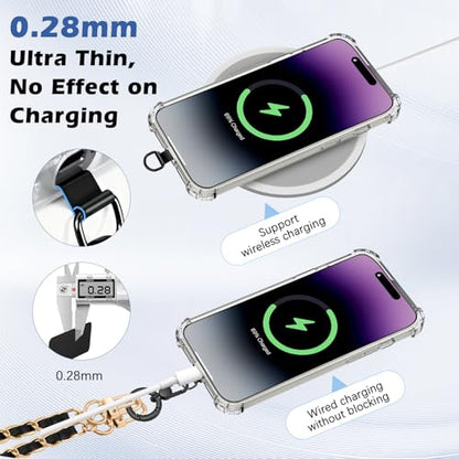 MoKo Heavy Duty Phone Tether Tab ×2, 360° Rotatable Spring O Ring ×2 - color: Black