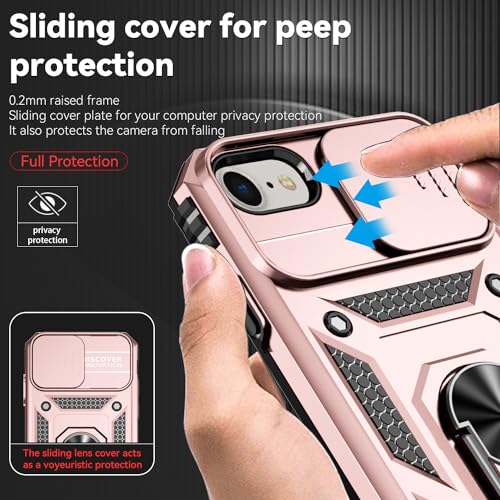 SunStory Compatible with iPhone SE 2022/2020/3rd/2rd / 6/7/8 Case with HD Screen Protector & Slide Camera Cover & Kickstand, [Military-Grade] Phone Case for iPhone SE 2020/2022/6/7/8 (Rosegold) - color: Rosegold