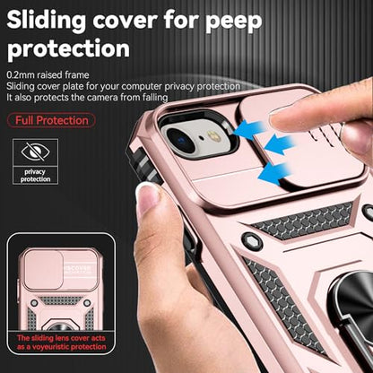 SunStory Compatible with iPhone SE 2022/2020/3rd/2rd / 6/7/8 Case with HD Screen Protector & Slide Camera Cover & Kickstand, [Military-Grade] Phone Case for iPhone SE 2020/2022/6/7/8 (Rosegold) - color: Rosegold