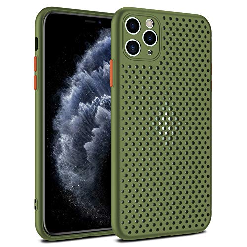 Heat Dissipation Phone Case for iPhone 13, Breathable Hollow Cellular Hole Ultra Slim Cooling TPU Cover with Full Back Camera Lens Protection (Army Green, for iPhone 13) - color: Army Green, size: iPhone 13