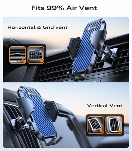 VICSEED Phone Mount for Car with Double Lock Vent Clip Car Phone Holder - color: Blue