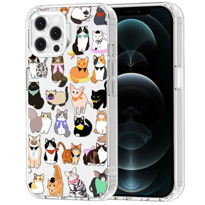 MOSNOVO Case for iPhone 12 & iPhone 12 Pro, [Buffertech 6.6ft Military-Grade Drop Protection] [Anti Peel Off Tech] Clear TPU Bumper Phone Case Cover Design - Cute Cats - color: Clear - Cute Cats, size: iPhone 12 / iPhone 12 Pro
