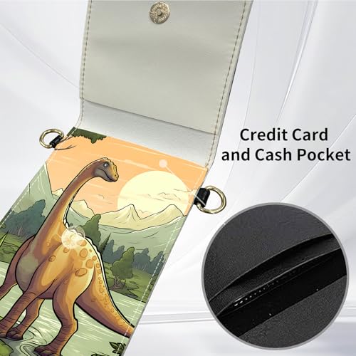 for Women Cell Phone Purse,with Touchscreen Cell Phone Purse,PU Leather Shoulder Bag Waterproof Phone Wallet Case with Clear Touch Screen Window up to 6.7 inch Smartphone, - color: Forest Dinosaur -245