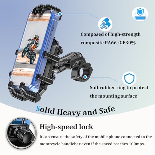 LOKTENWO Motorcycle Phone Mount with Vibration Dampener & Secure Lock