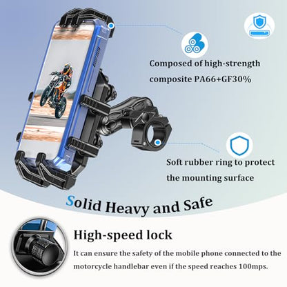 LOKTENWO Motorcycle Phone Mount with Vibration Dampener & Secure Lock