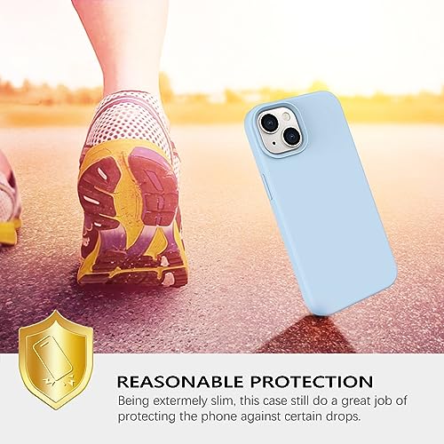 GUAGUA Compatible with iPhone 13 Case 6.1 Inch Liquid Silicone Soft Gel Rubber Slim Thin Microfiber Lining Cushion Texture Cover Shockproof Protective Phone Case for iPhone 13, Light Blue - color: Light Blue, size: iPhone 13