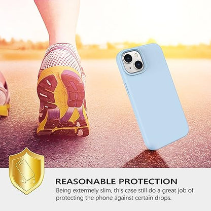 GUAGUA Compatible with iPhone 13 Case 6.1 Inch Liquid Silicone Soft Gel Rubber Slim Thin Microfiber Lining Cushion Texture Cover Shockproof Protective Phone Case for iPhone 13, Light Blue - color: Light Blue, size: iPhone 13