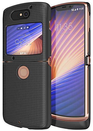 Grid Series for Motorola RAZR 5G (2020) Flip Phone Case - Black | Slim Hard Shell Cover, Satisfying Texture, Matte, For Moto XT2071 - color: Black