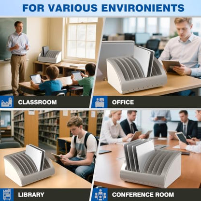 6-Pack, 8-Device Universal AC Laptop Charging Station with Power Strip - size: 6 PACK - 8 Tablet/Chromebook