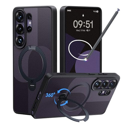 CASEKOO Geo Purple 26U Case with 360 Spin Magnetic Stand, Fit for MagSafe | 360 Spin Magnetic Stand, Fit for MagSafe, 18FT MIL-STD Protection, Invisible Ring Holder Phone Case - color: Two-Tone Purple