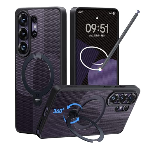 CASEKOO Geo Purple 26U Case with 360 Spin Magnetic Stand, Fit for MagSafe | 360 Spin Magnetic Stand, Fit for MagSafe, 18FT MIL-STD Protection, Invisible Ring Holder Phone Case - color: Two-Tone Purple