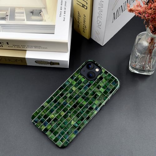 DJSOK Compatible with iPhone 13,Glossy PC Anti-Scratch Shockproof Case - Aesthetic Toned Tiles Green Glass - color: Aesthetic Toned Tiles Green Glass, size: iPhone 13