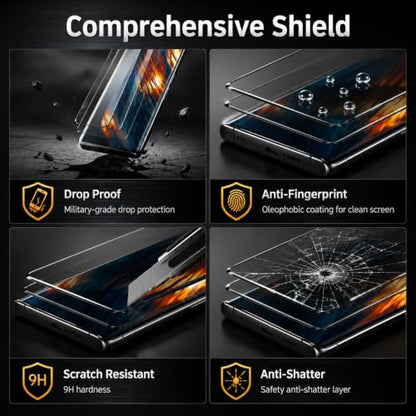 3 Pack Screen Protector for Samsung Galaxy Note 10 Plus Tempered Glass, 9H Hardness HD Clear Anti Scratch Full Edge Coverage Fingerprint Unlock Compatible Ultra Thin Protective Shield Film Guard