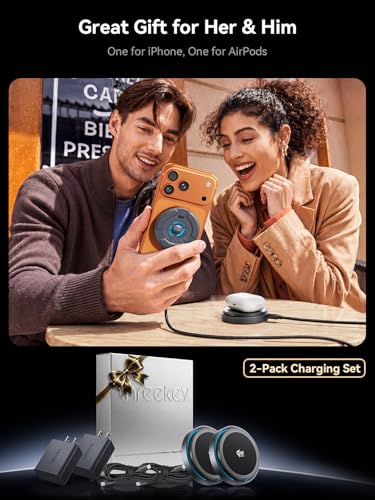 THREEKEY Qi2.2 25W Magnetic Wireless Charger with Cooling Fan | Fast Charging Pad for iPhone 17/16/15/14/13/12 Pro Max and AirPods, 6.6 ft Cables, 35W Adapters Included for Desk(2Pack)
