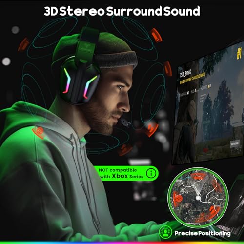 WESEARY Wireless Gaming Headset for PS5, PS4, PC, Switch| 20ms Low Latency - color: Aurora Black