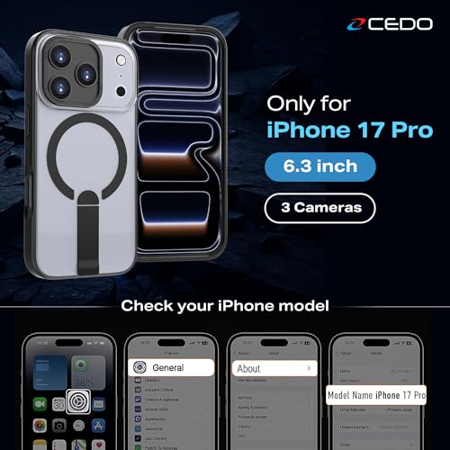 CEDO Magnetic Kickstand Case for iPhone 17 Pro, MagSafe Compatible Black - size: iPhone 17 Pro