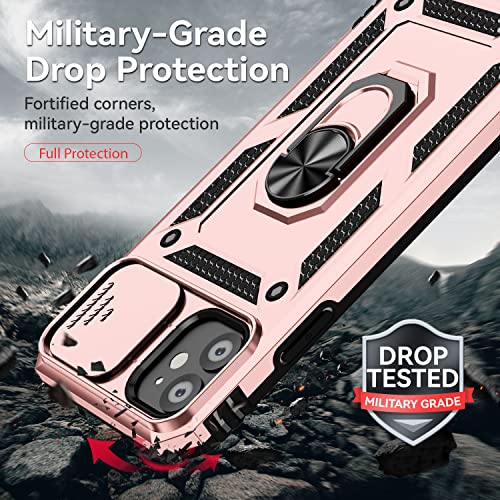 for iPhone 11 Case,with Screen Protectors and Camera Cover,[Military Grade] 16ft.Drop Tested Cover with Magnetic Kickstand Protective Case for iPhone 11 6.1 inch, Rose Gold - color: Rose Gold