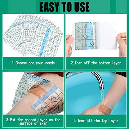 BBTO 50 Pcs Transparent Waterproof Adhesive Dressing Bandage, 6 x 6 Inch - size: 6x6 Inch (Pack of 50)