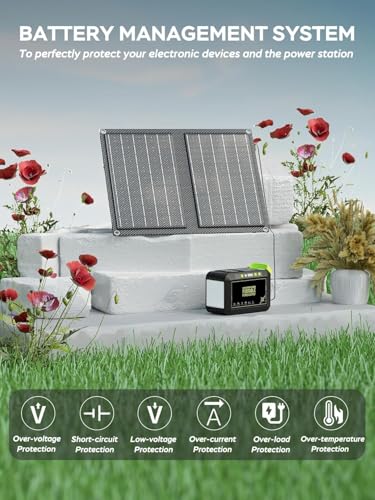 MARBERO Solar Powered Generator 88Wh, 120W Surge with 21W Solar Panel Kit - color: Green Black