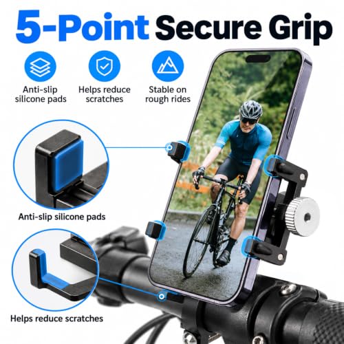 ROCKBROS Aluminum Bike Phone Mount for 4.7-7.1" Phones Handlebar Mount - style: Handlebar Mount(Black Orange)