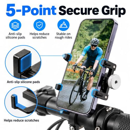 ROCKBROS Aluminum Bike Phone Mount for 4.7-7.1" Phones Handlebar Mount - style: Handlebar Mount(Black)