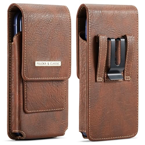 Holster for iPhone 17 Pro Max, Galaxy S26 Ultra S25 Ultra S24 Ultra S23 Ultra Note S22 Ultra, Premium Leather Pouch with Belt Clip Phone Holster Belt Case (Brown, X-Large) - color: Brown, size: X-Large