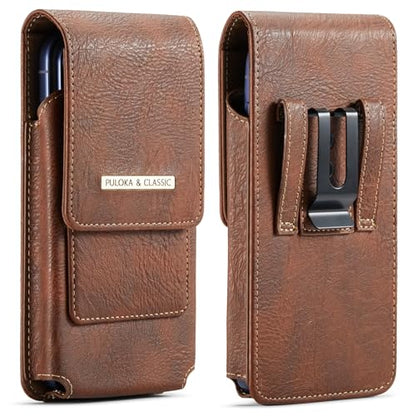Holster for iPhone 17 Pro Max, Galaxy S26 Ultra S25 Ultra S24 Ultra S23 Ultra Note S22 Ultra, Premium Leather Pouch with Belt Clip Phone Holster Belt Case (Brown, X-Large) - color: Brown, size: X-Large