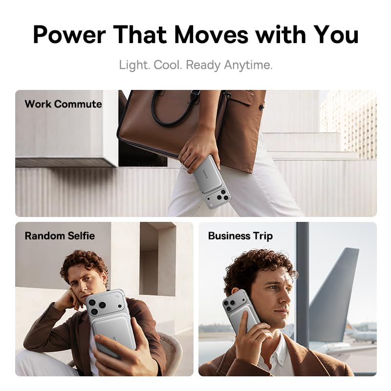 Baseus Picogo Air AM71 Ultra Slim 10000mAh Qi2.2 25W Wireless Power Bank - color: Silver Gray