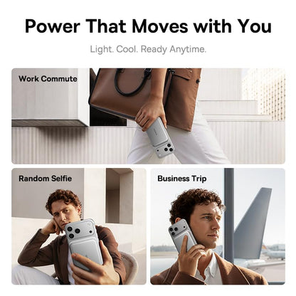 Baseus Picogo Air AM71 Ultra Slim 10000mAh Qi2.2 25W Wireless Power Bank - color: Silver Gray