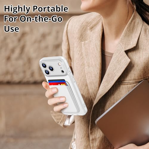 for iPhone 17 Pro Max Case w/Detachable MagSafe Wallet-White | RFID Blocking Card Holder&Kickstand, Military-Grade Drop & Raised Camera Protection for Travel & Commute - color: White