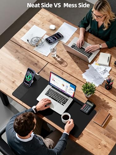 Mouse Pad with Magnetic Wireless Charging & Adjustable Phone Stand - color: Black-Magnetic Stand-27.5"x11.8"-Left