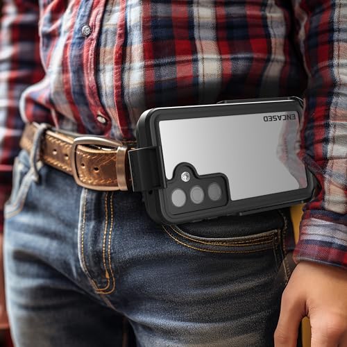 Encased Waterproof Belt Case Designed for Samsung Galaxy S24 Plus - Full Body Protective Case with Screen Protector Built-in with Holster Clip (Clear/Black) (S24 Plus) - size: S24 Plus