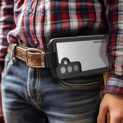 Encased Waterproof Belt Case Designed for Samsung Galaxy S24 Plus - Full Body Protective Case with Screen Protector Built-in with Holster Clip (Clear/Black) (S24 Plus) - size: S24 Plus